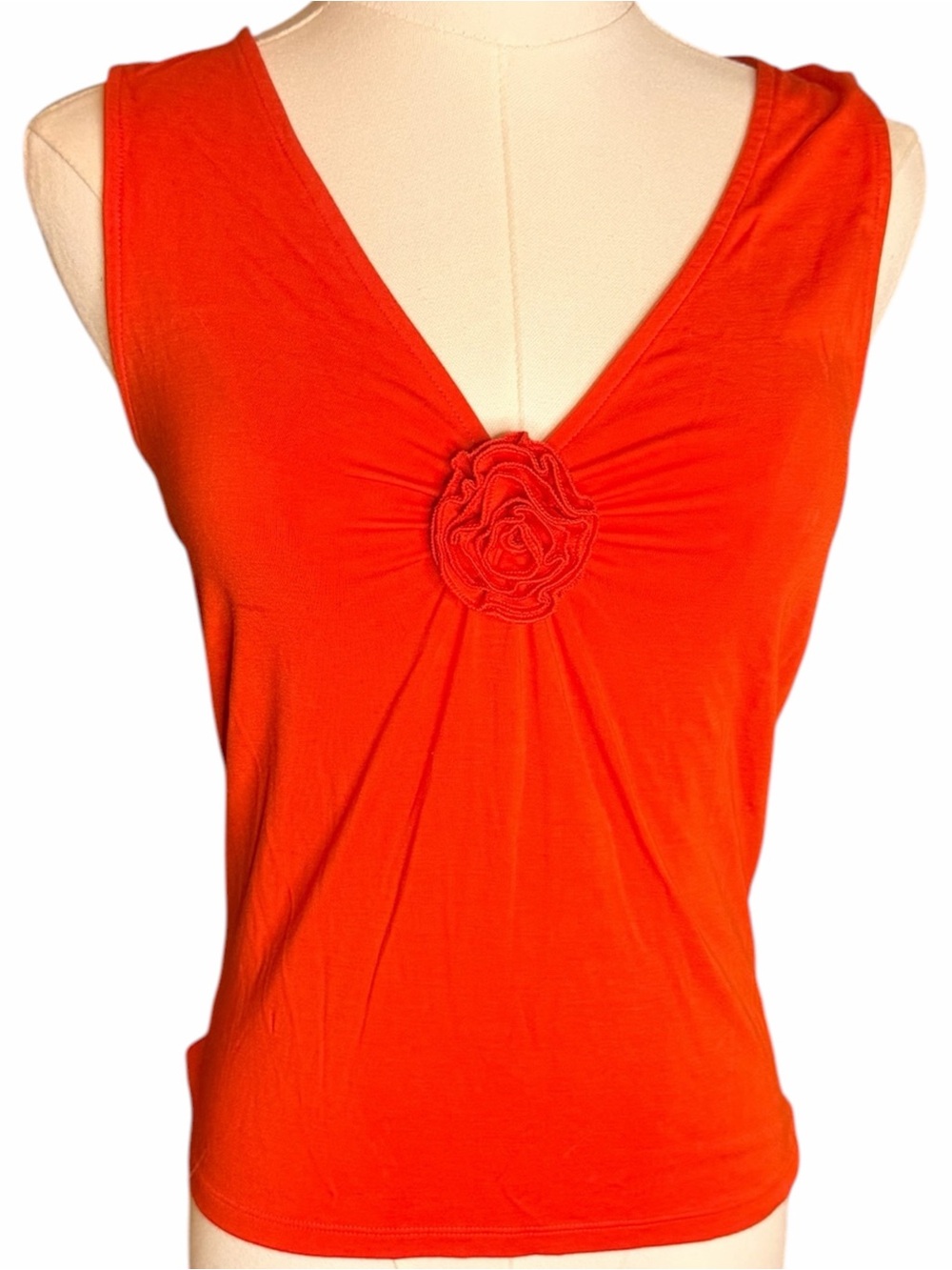 Aritzia Wilfred Rosette V-Neck Sleeveless Stretch Top Orange M